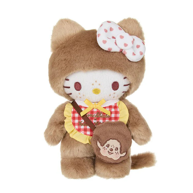 Hello Kitty Dressed as Monchhichi Gingham Check Plush