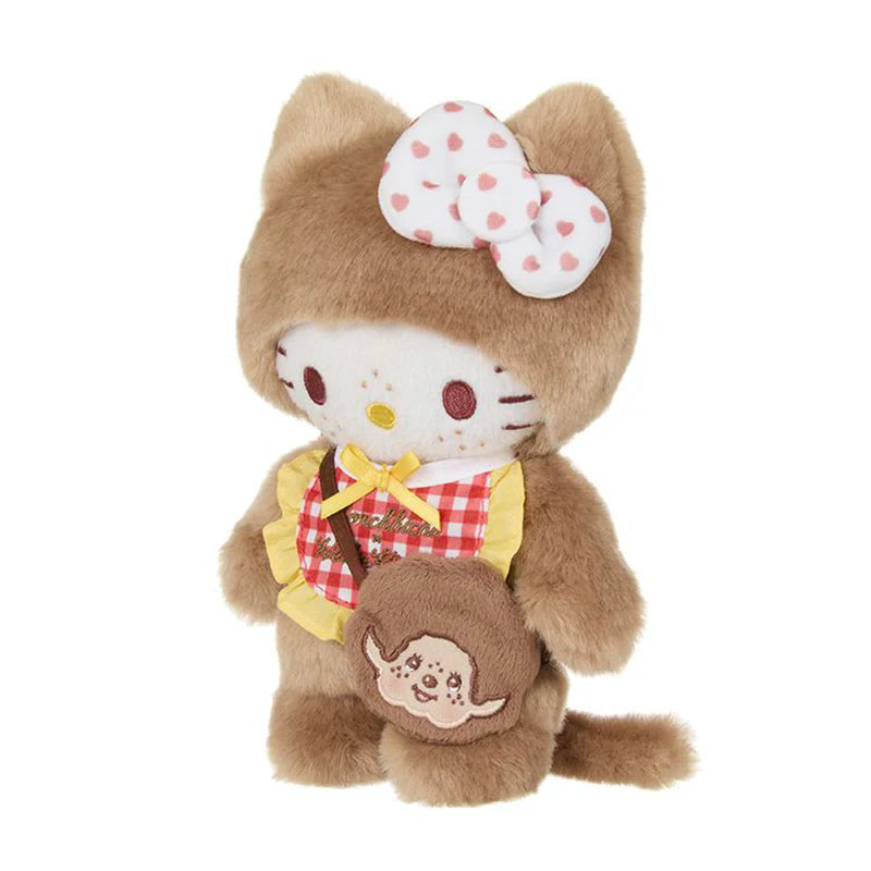 Hello Kitty Dressed as Monchhichi Gingham Check Plush